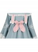 Bunny Series OP Rabbit Ears Doll Collar Autumn Winter Sweet Lolita Blue Lantern Sleeve Long Sleeve Dress