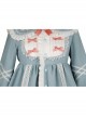 Bunny Series OP Rabbit Ears Doll Collar Autumn Winter Sweet Lolita Blue Lantern Sleeve Long Sleeve Dress