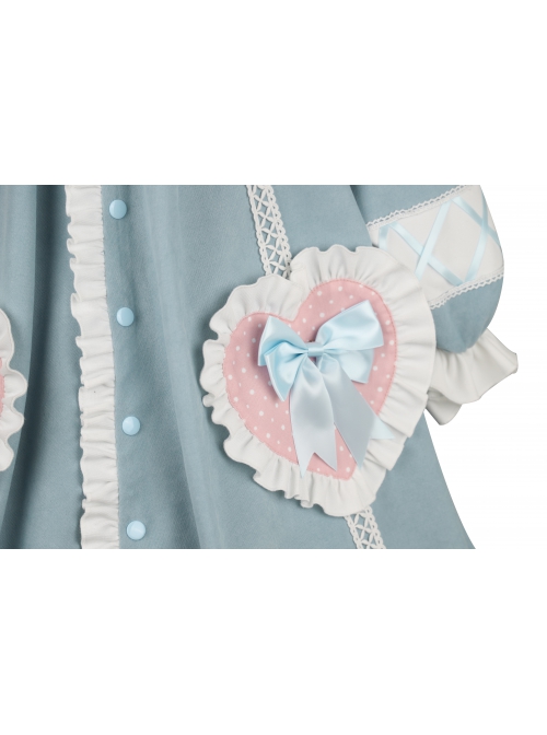 Bunny Series OP Rabbit Ears Doll Collar Autumn Winter Sweet Lolita Blue Lantern Sleeve Long Sleeve Dress