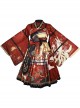 Fox Demon Series Japanese Style Vintage Printing Sweet Lolita Red Big Sleeves Outer Clothing