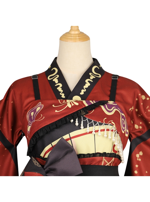 Fox Demon Series Japanese Style Vintage Printing Sweet Lolita Red Big Sleeves Outer Clothing