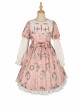 Bears Story Series OP Elegant Printing Doll Feeling Classic Lolita Pink Long Sleeve Dress