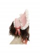 Bears Story Series BNT Elegant Doll Feeling White Lace Pink Bowknots Hat Classic Lolita Pink Bonnet