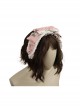 Bears Story Series KC Doll Feeling White Lace Pink Elegant Printing Bowknots Classic Lolita Headband