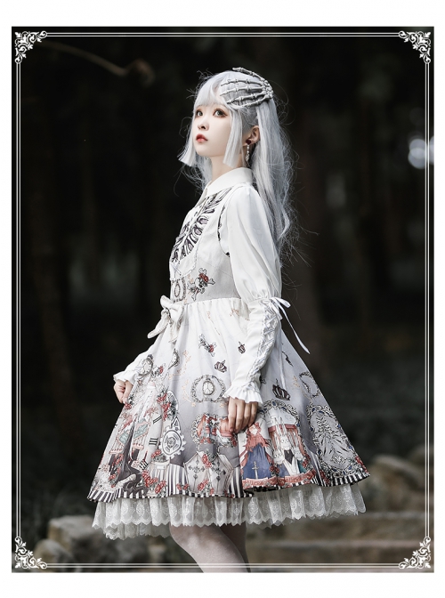 Black Fairy Tale Series JSK Darkness Printing Retro Gothic Lolita Sling Dress