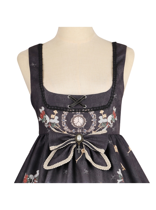 Black Fairy Tale Series JSK Darkness Printing Retro Gothic Lolita Sling Dress