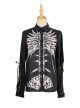 Black Fairy Tale Series Darkness Skeleton Printing Retro Gothic Lolita Long Sleeve Shirt