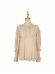 Court Style Elegant Ruffle Collar Elastic Skin-friendly Classic Lolita Pure Color Long Sleeve Shirt