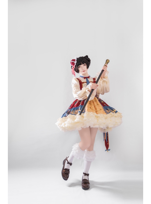 Clara Series JSK Nutcracker Themed Printing Christmas Sweet Lolita Apricot Back Straps Dress