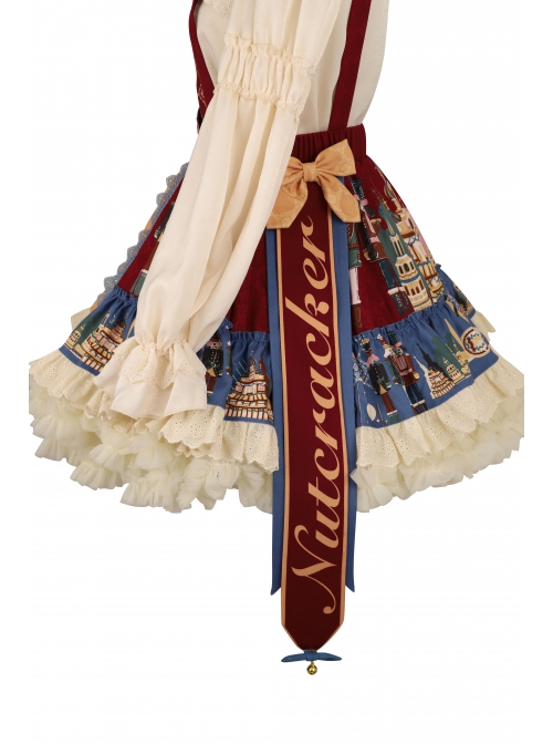 Clara Series JSK Nutcracker Themed Printing Christmas Sweet Lolita Apricot Back Straps Dress