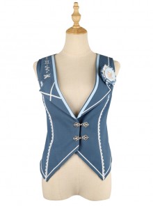 Alice Detective Series Embroidery Prince Retro Lolita Blue Vest