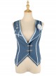 Alice Detective Series Embroidery Prince Retro Lolita Blue Vest