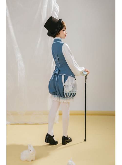 Alice Detective Series Embroidery Prince Retro Lolita Blue Vest