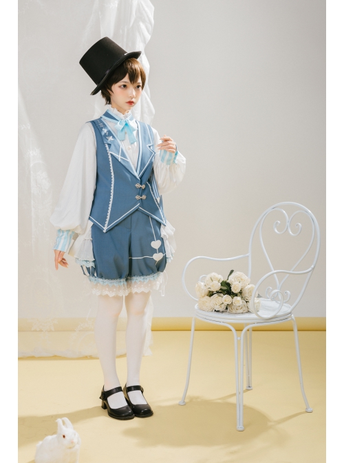 Alice Detective Series Embroidery Prince Retro Lolita Blue Vest