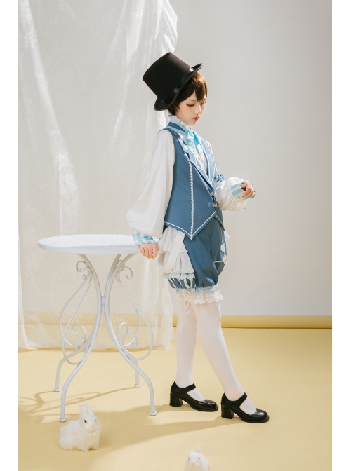 Alice Detective Series Embroidery Prince Retro Lolita Blue Vest