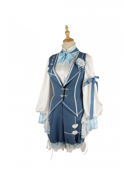 Alice Detective Series Embroidery Prince Retro Lolita Blue Vest