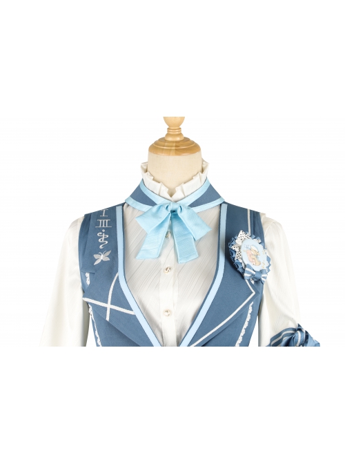 Alice Detective Series Embroidery Prince Retro Lolita Blue Vest