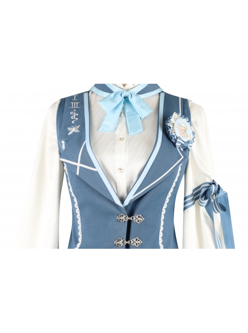 Alice Detective Series Embroidery Prince Retro Lolita Blue Vest