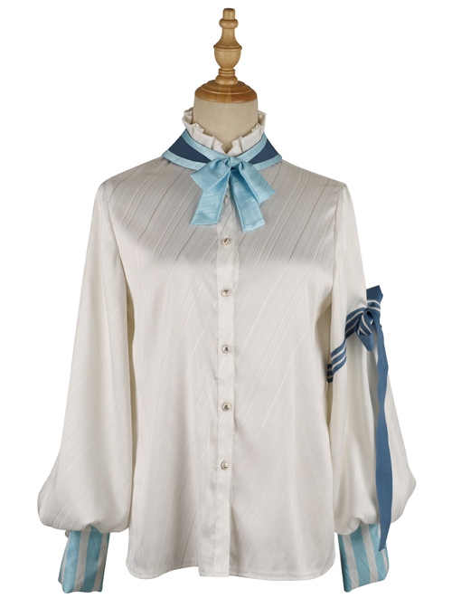 Alice Detective Series Stand-up Collar Prince Retro Classic Lolita White Long Sleeve Shirt