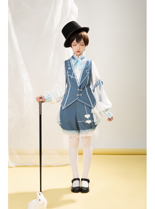 Alice Detective Series Stand-up Collar Prince Retro Classic Lolita White Long Sleeve Shirt