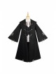 Black Fairy Tale Series Winter Gothic Black Lolita Long Cloak Coat With Black Vest