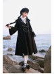 Black Fairy Tale Series Winter Gothic Black Lolita Long Cloak Coat With Black Vest