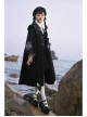 Black Fairy Tale Series Winter Gothic Black Lolita Long Cloak Coat With Black Vest