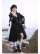 Black Fairy Tale Series Winter Gothic Black Lolita Long Cloak Coat With Black Vest