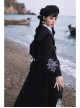 Black Fairy Tale Series Winter Gothic Black Lolita Long Cloak Coat With Black Vest