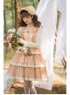 Immerse Springtime Series OP Pastoral Style Elegant Three-Section Hem Classic Lolita Long Sleeve Dress With Tulle Skirt