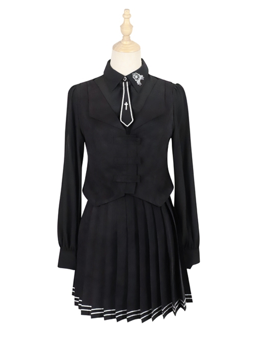 Taboo Book Series Winter Gothic Lolita Shirt And Vest And Pleated Skirt Three-piece Suit