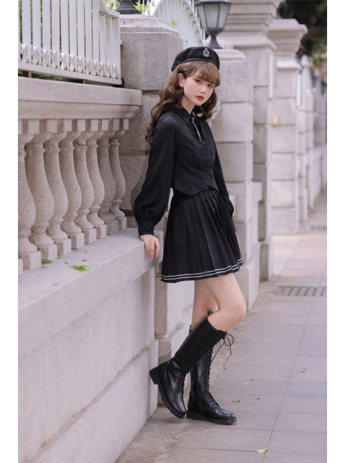 Taboo Book Series Winter Gothic Lolita Shirt And Vest And Pleated Skirt Three-piece Suit