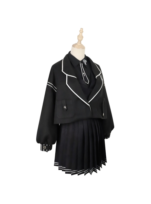 Taboo Book Series Embroidery Gothic Lolita Winter Black Lapel Short Coat