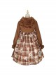 Mushroom Raccoon Series OP Cute Printing Plush Pockets Brown Hooded Sweet Lolita Long Sleeve Dress