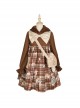 Mushroom Raccoon Series OP Cute Printing Plush Pockets Brown Hooded Sweet Lolita Long Sleeve Dress