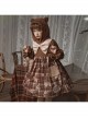 Mushroom Raccoon Series OP Cute Printing Plush Pockets Brown Hooded Sweet Lolita Long Sleeve Dress