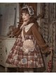 Mushroom Raccoon Series OP Cute Printing Plush Pockets Brown Hooded Sweet Lolita Long Sleeve Dress