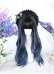 Black Gradient Blue Long Large Wave Curly Wig Classic Lolita Wigs