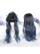 Black Gradient Blue Long Large Wave Curly Wig Classic Lolita Wigs