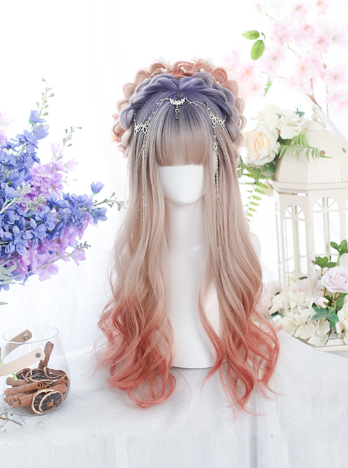 Sunset Gradient Color Nature Harajuku Long Curly Wig Classic Lolita Wigs