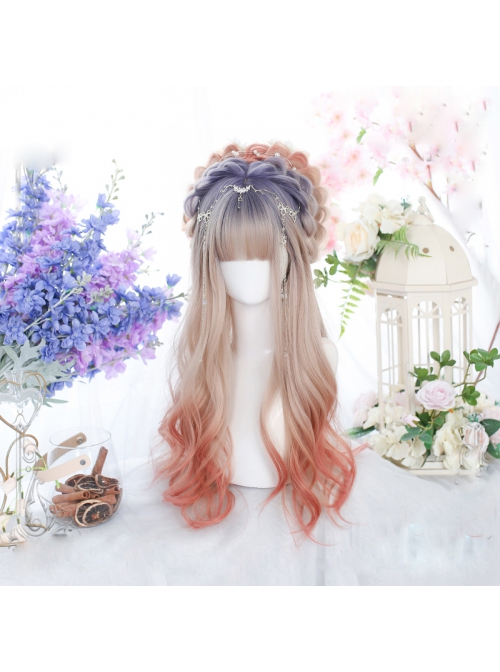 Sunset Gradient Color Nature Harajuku Long Curly Wig Classic Lolita Wigs