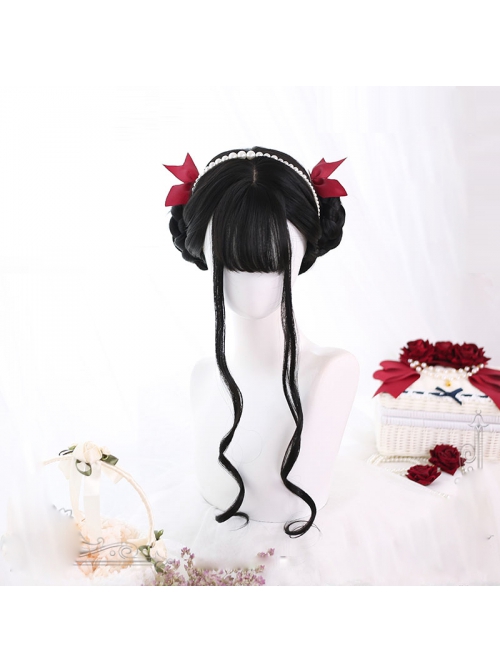 Natural Big Wave Curly Black Fluffy Long Curly Wig Classic Lolita Wigs