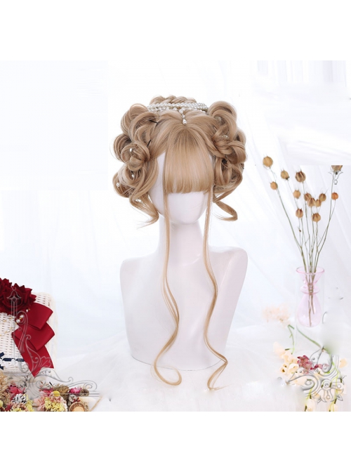 Linen Color Long Natural Big Wave Curly Wig Classic Lolita Wigs