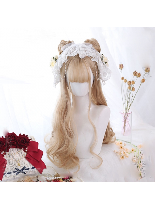 Linen Color Long Natural Big Wave Curly Wig Classic Lolita Wigs