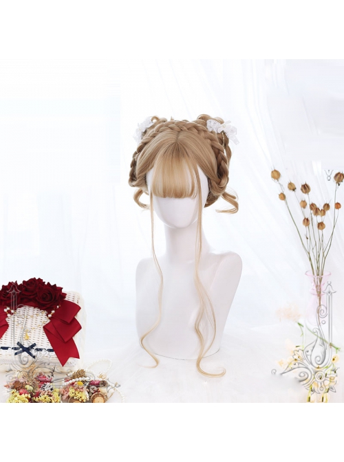 Linen Color Long Natural Big Wave Curly Wig Classic Lolita Wigs