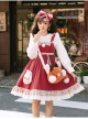 Snowball Meow Series JSK Plush Balls Bowknot Autumn Winter Sweet Lolita Ruffle Sling Dress