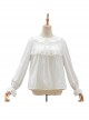 Cotton Cat Ears Doll Collar White Sweet Lolita Lace Long Sleeve Shirt