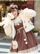 Winter Day Warm Bear Series Winter Thicken Fluffy Cute Sweet Lolita Bear Ears Hooded Apricot Short Coat