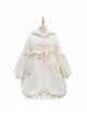 Long-eared Rabbit Series Winter Fluffy Warm Sweet Lolita Cute Rabbit Ears Hooded Milky White Medium Length Coat