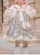 Stars Cat Series OP Ruffle Doll Collar Winter Leopard Plush Warm Sweet Lolita Long Sleeve Dress Set